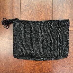 Vintage Beaded Clutch Bag with Beaded Tassel Zipper, Perfectly Paired with a LBD